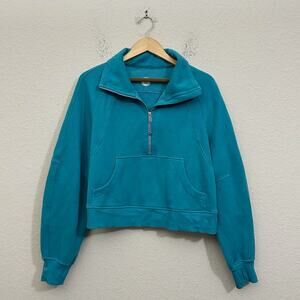 LULULEMON Scuba Oversized Sweatshirt Teal Blue Funnel Neck Half Zip